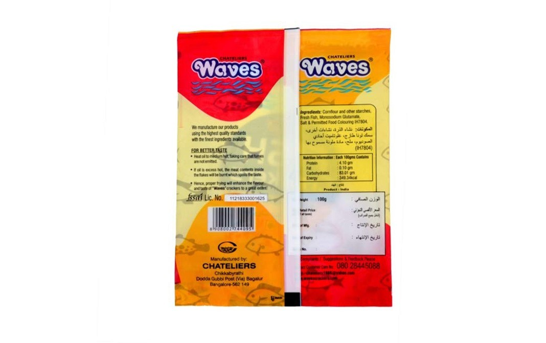 Chateliers Waves Fish Crackers Light Meat Tuna   Pack  100 grams